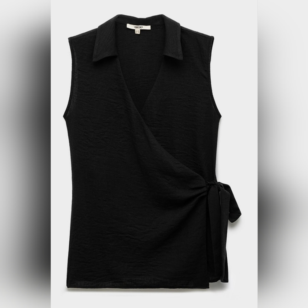 Ann Taylor Faux Wrap Collared Knit Tank